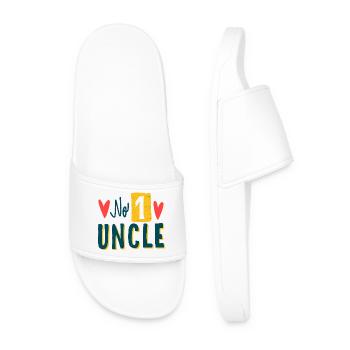 Colorful No. 1 Uncle Lettering - Men’s Pool Sliders - white - Front