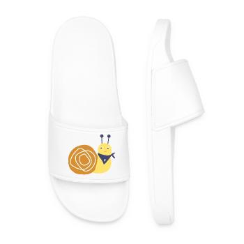Snail Power for Kids | Birthday, Gift - Men’s Pool Sliders - white - Front