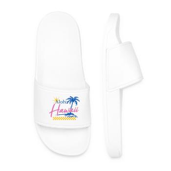 Aloha - Hawaii - USA - United States of America - Men’s Pool Sliders - white - Front