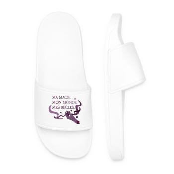 My magic. My World. My rules. - Men’s Pool Sliders - white - Front