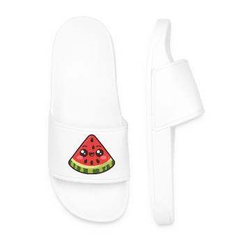 Cute Watermelon Slice - Men’s Pool Sliders - white - Front