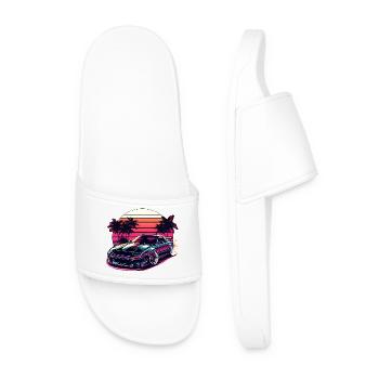 JDM car Japanese Retro Car Racing Drifting Legend - Men’s Pool Sliders - white - Front