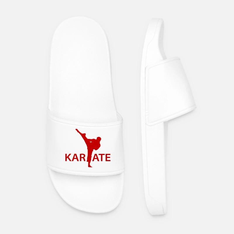  Karate Kick Silhouette - Männer Badelatschen - Weiß