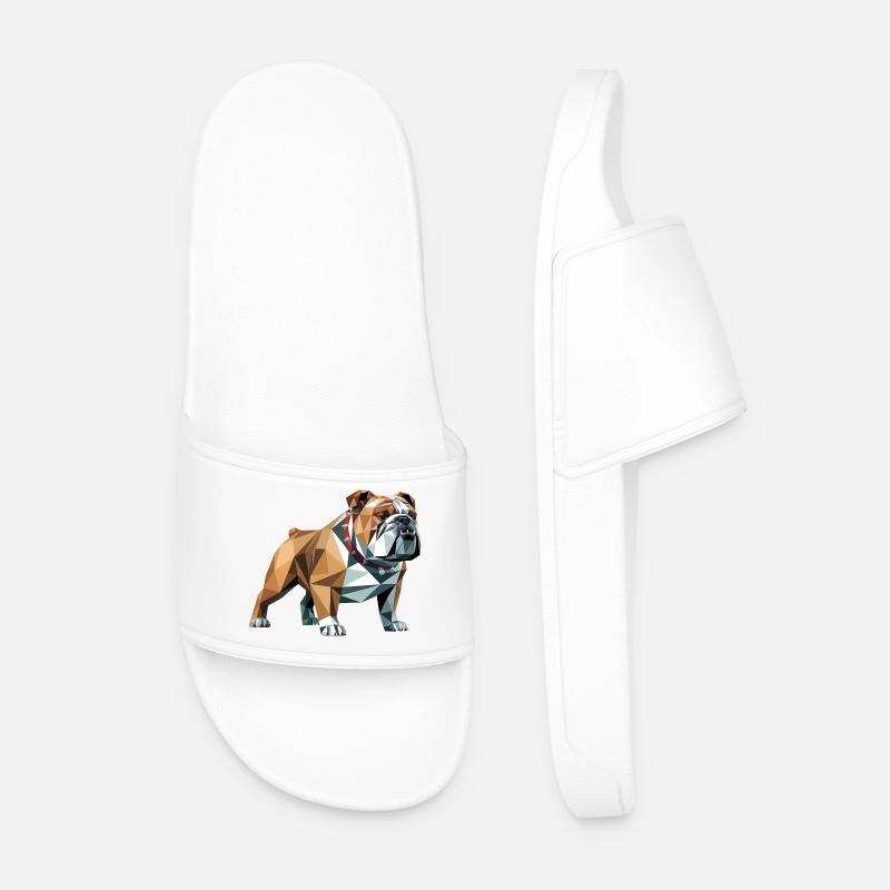 Bulldog - Cooles Low Poly Logo - Männer Badelatschen - Weiß