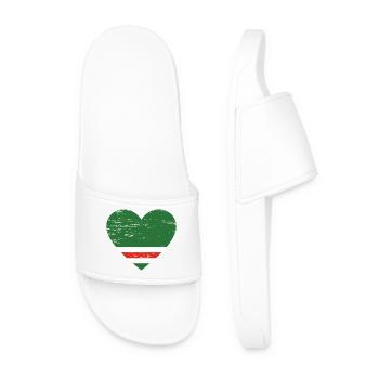 Drapeau de la Tchétchénie coeur utilisé - Claquettes Homme - blanc - Devant