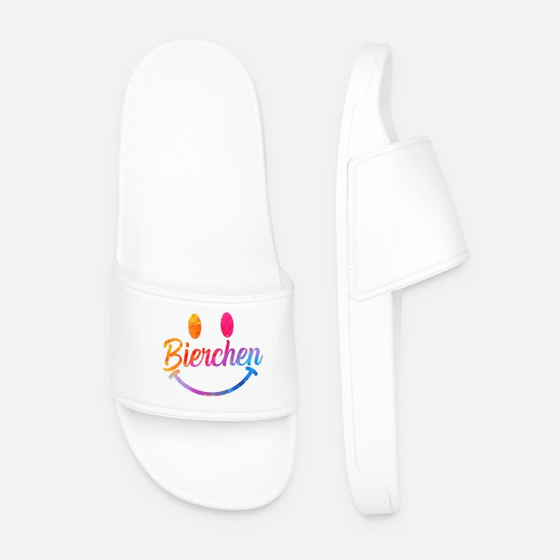 Beer Gradient Smile Font - Men’s Pool Sliders - white