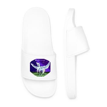 Pégase blanc la nuit devant un ciel étoilé - Claquettes Homme - blanc - Devant