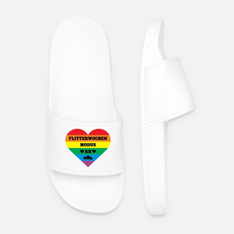 Flitterwochen Gleichgeschlechtliche Hochzeit LGBTQ - Männer Badelatschen - Weiß