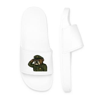 Un officier bouledogue saluant l’art de la mascotte militaire - Claquettes Homme - blanc - Devant