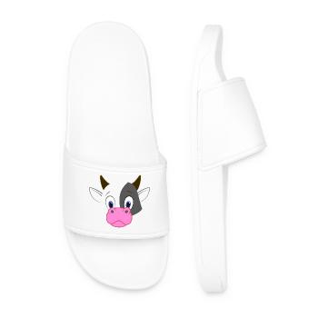 Cow Face Adorable Farm Animal Art for White Shirt - Men’s Pool Sliders - white - Front