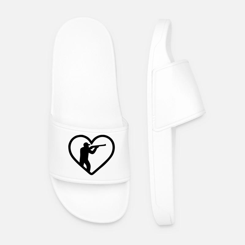 Jagdherz – Jäger-Silhouette - Männer Badelatschen - Weiß