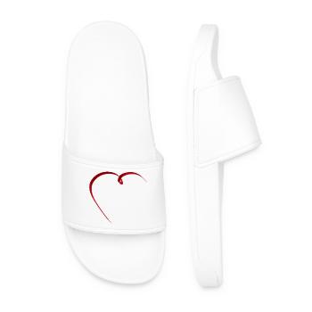 Delicate red ribbon in an elegant heart shape - Men’s Pool Sliders - white - Front