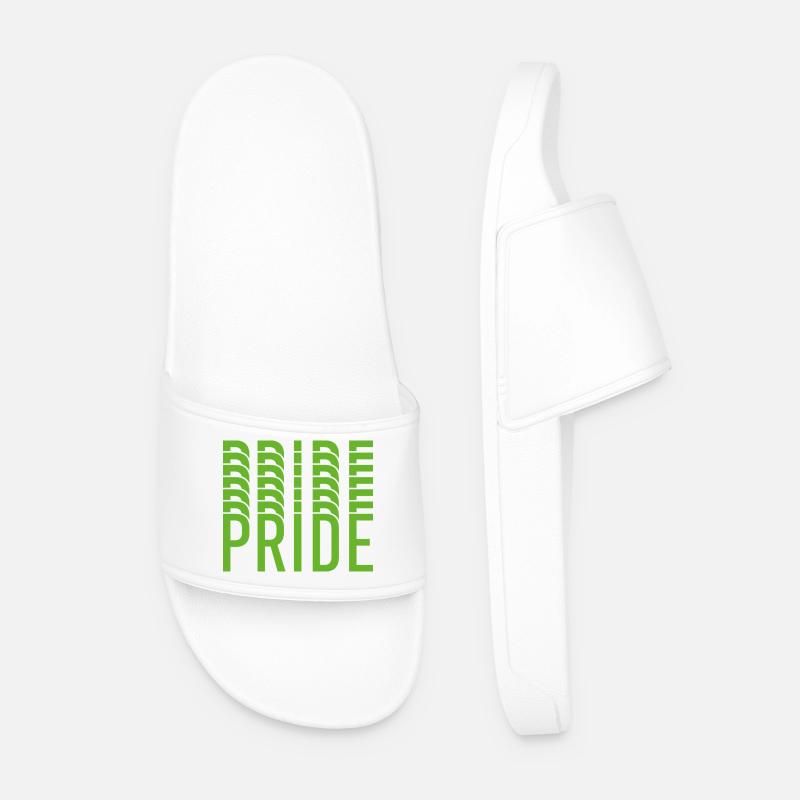 Lime Green Pride Text Design - Men’s Pool Sliders - white
