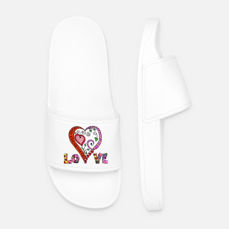 Herz - Männer Badelatschen - Weiß