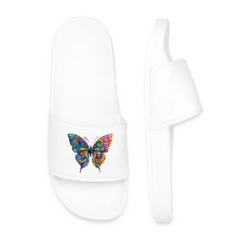 Bunter Farbenschmetterling - Männer Badelatschen - Weiß - Vorne