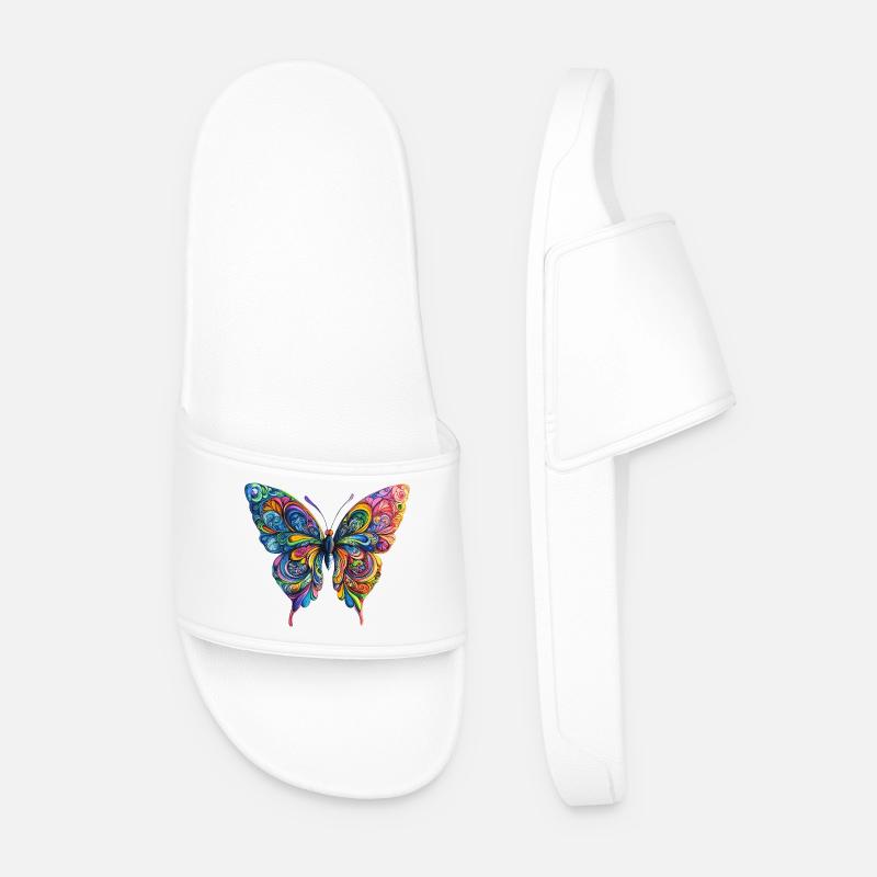 Bunter Farbenschmetterling - Männer Badelatschen - Weiß
