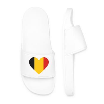 Humour,Belge, belgique, drapeau, frite, frites - Claquettes Homme - blanc - Devant