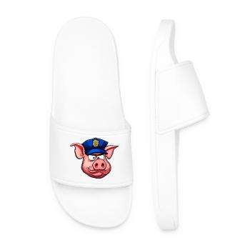 Policeman Pig - Men’s Pool Sliders - white - Front