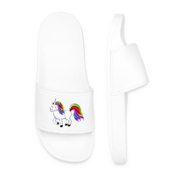 Regenbogen-Einhorn Cartoon-Design - Männer Badelatschen - Weiß - Vorne