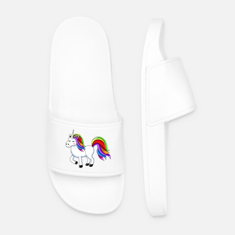 Regenbogen-Einhorn Cartoon-Design - Männer Badelatschen - Weiß