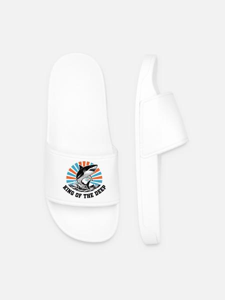 Shark King of the Deep Burst - Men’s Pool Sliders - white