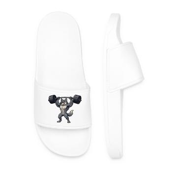 Bodybuilding de musculation avec husky fort avec haltères - Claquettes Homme - blanc - Devant