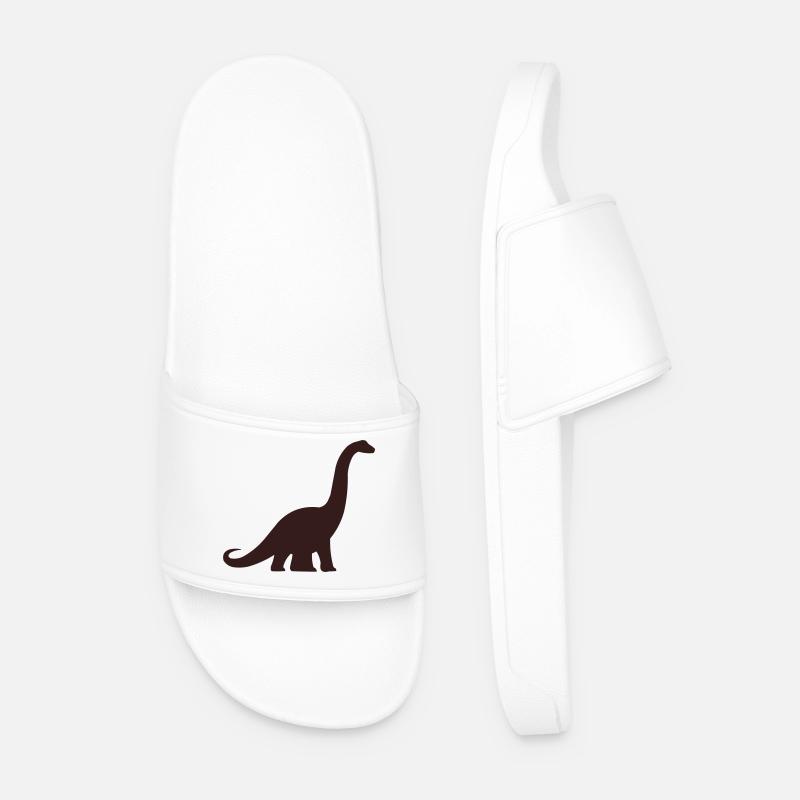 Dino Silhouette Brontosaurus - Männer Badelatschen - Weiß