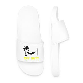 Hammock Off Duty Saying - Men’s Pool Sliders - white - Front