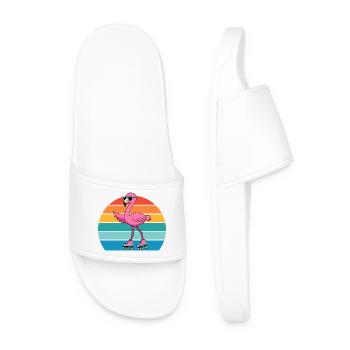 Flamant rose rétro exotique avec lunettes de soleil - Claquettes Homme - blanc - Devant