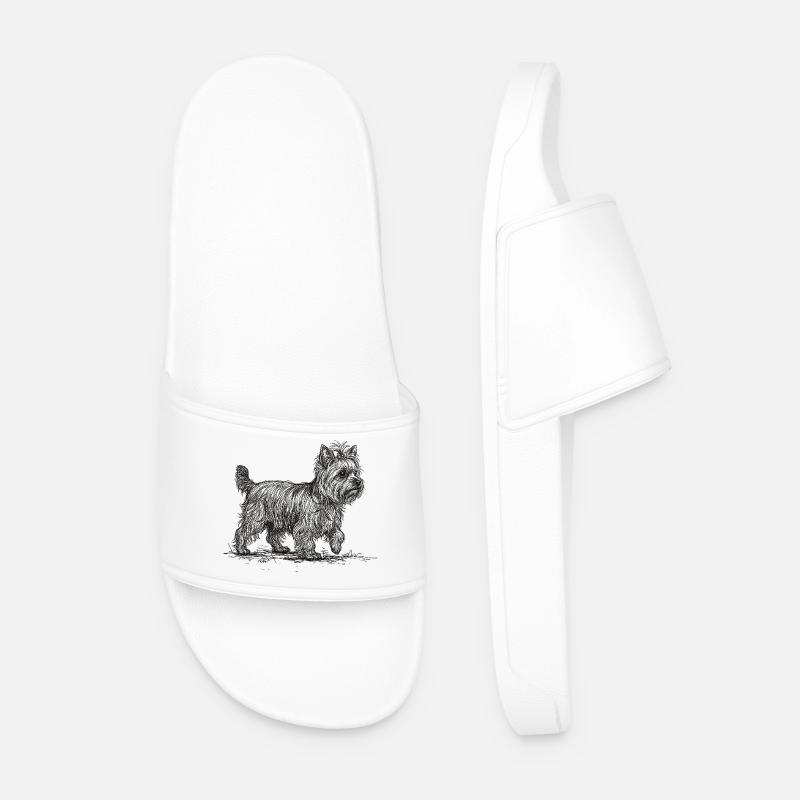 Yorkshire Terrier Sketch – Hund Design - Männer Badelatschen - Weiß