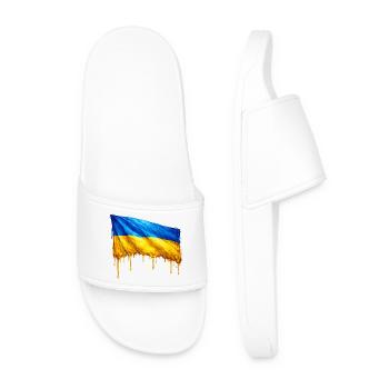 Abtropfende Ukraine Flagge - Männer Badelatschen - Weiß - Vorne