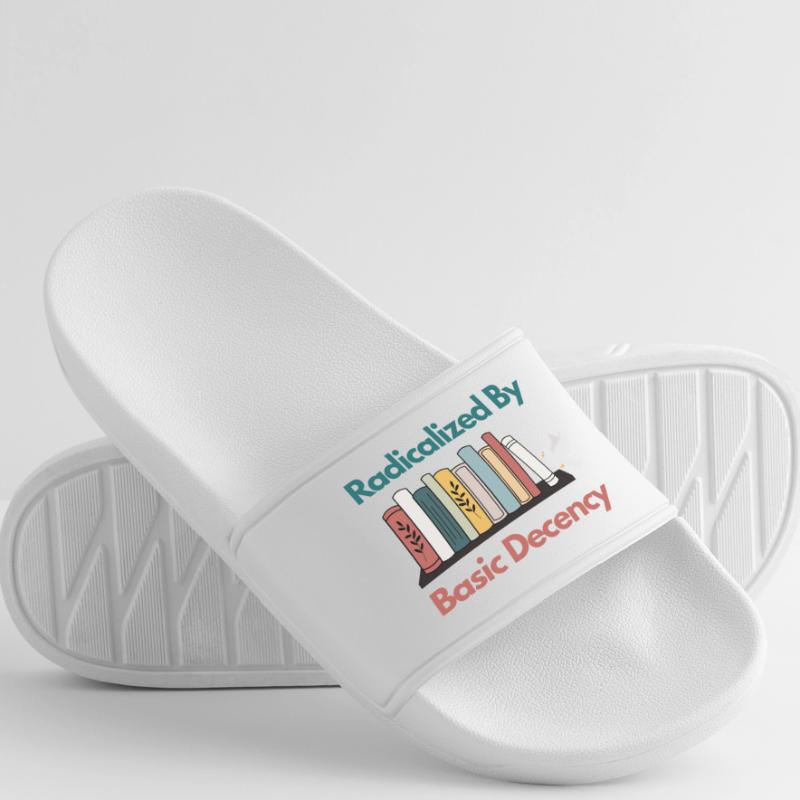 Radicalized By Basic Decency Funny Sarcastic  Men’s Pool Sliders