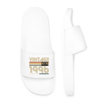 Vintage 1996 Vintage Birthday Retro Gift - Men’s Pool Sliders - white - Front