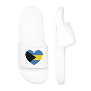 Heart Bahamas Flag - Men’s Pool Sliders - white - Front