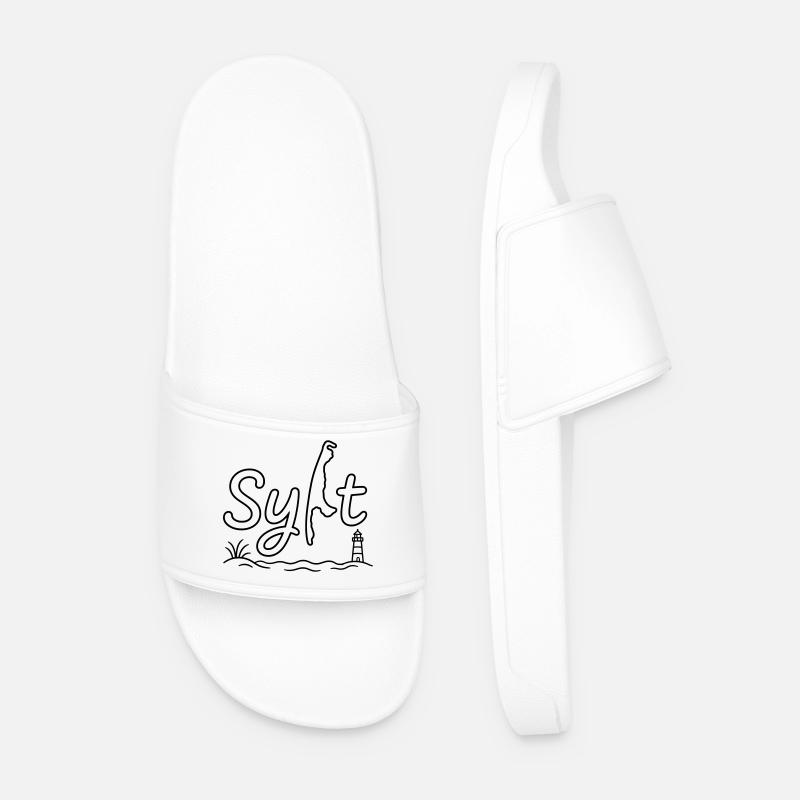 Sylt Island Outline - Men’s Pool Sliders - white