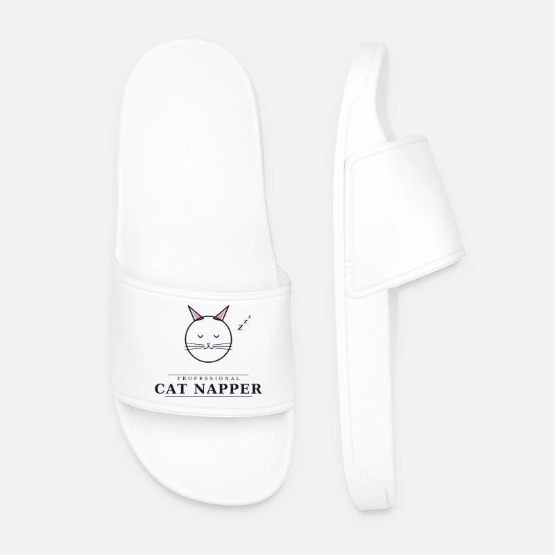 Professional Cat Napper - Men’s Pool Sliders - white