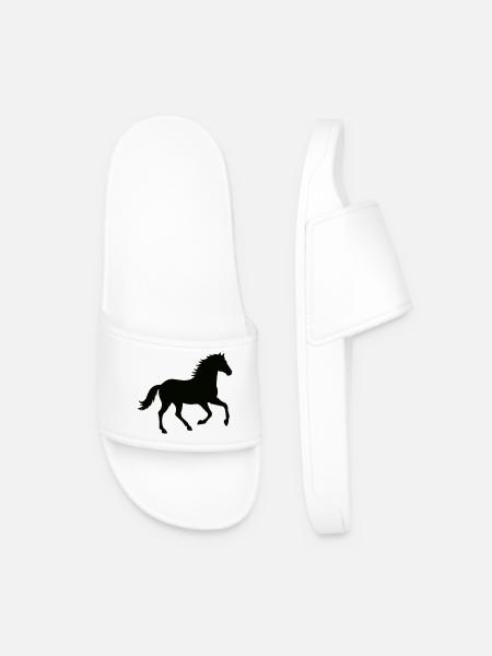 Pferdesilhouette im Galopp - Männer Badelatschen - Weiß