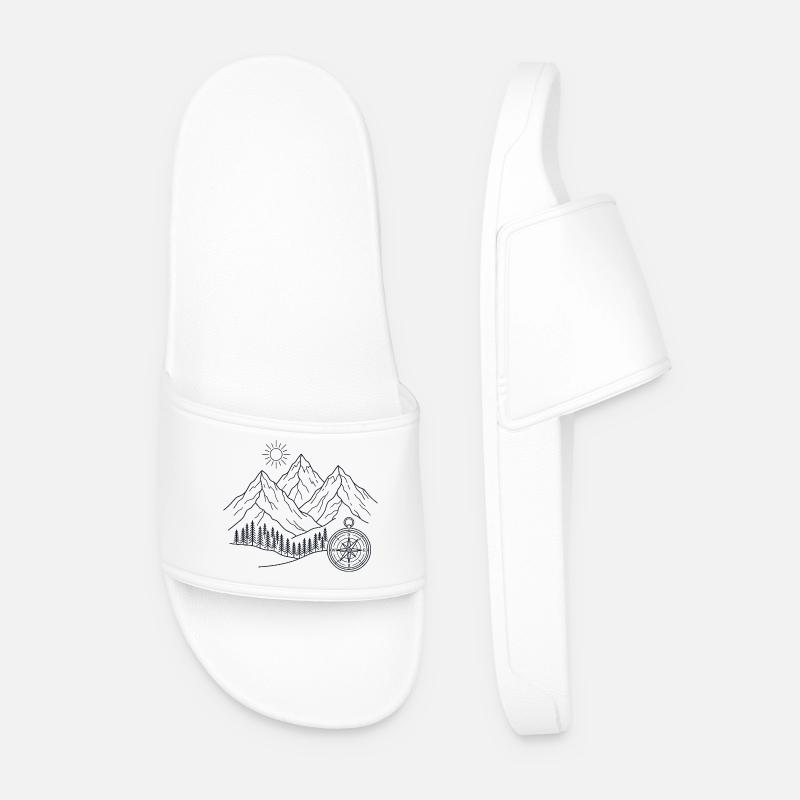 Mountain Landscape Compass - Men’s Pool Sliders - white