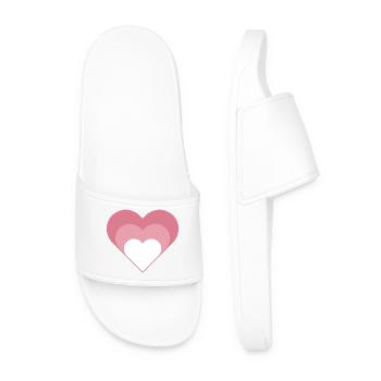 Cœurs en couches | Dessin du cœur rose - Claquettes Homme - blanc - Devant