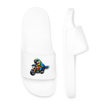 Parrot on the motorcycle - Men’s Pool Sliders - white - Front