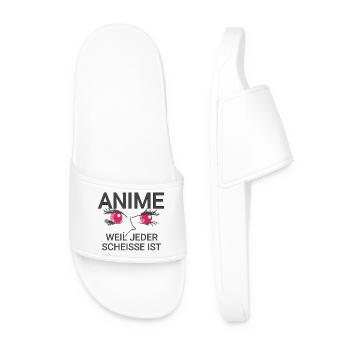 Anime Quote - Men’s Pool Sliders - white - Front