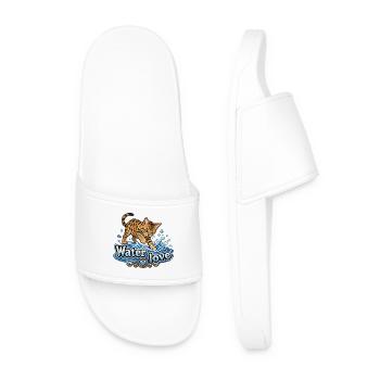Retro Pixel Art Bengal Cat in Water - Men’s Pool Sliders - white - Front