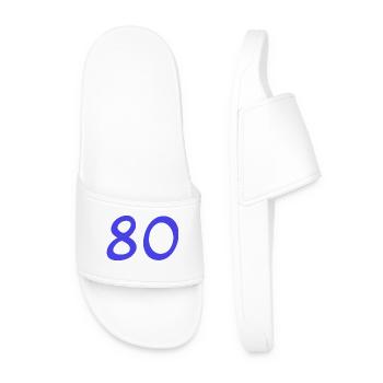80. 80 YEARS. 80th ANNIVERSARY. 80TH BIRTHDAY. - Men’s Pool Sliders - white - Front