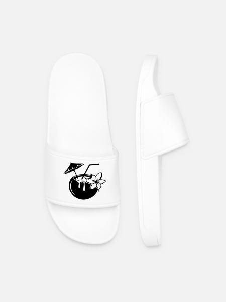Coconut milk cocktail with flower - Men’s Pool Sliders - white