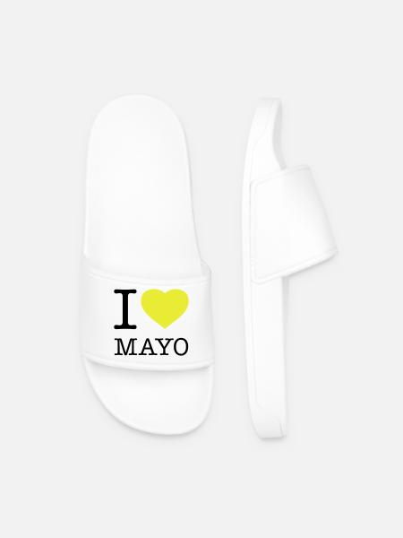 I LOVE MAYONNAISE Mayo - Men’s Pool Sliders - white