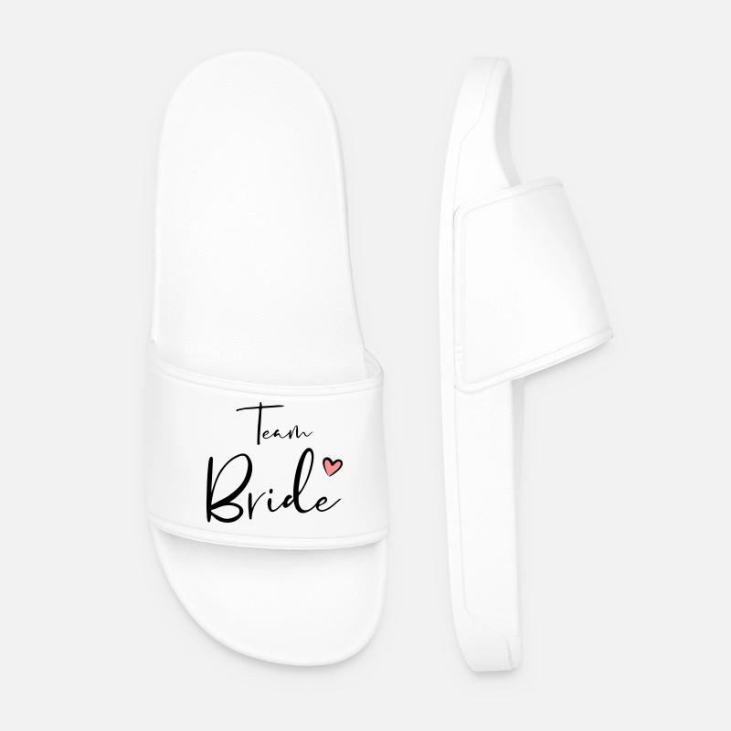 Team Bride Heart Hen Party Gift - Men’s Pool Sliders - white
