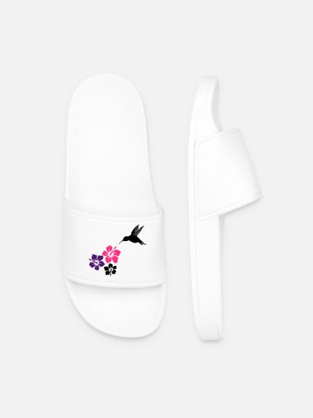 Colibri avec des fleurs d'hibiscus - Claquettes Homme - blanc