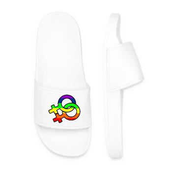 Logo lesbien de genre avec arc-en-ciel - Claquettes Homme - blanc - Devant