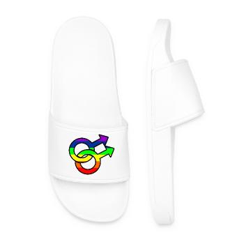 Logo gay de genre avec arc-en-ciel - Claquettes Homme - blanc - Devant