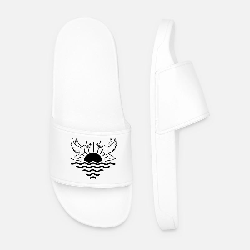 coucher de soleil deux pigeons - Claquettes Homme - blanc